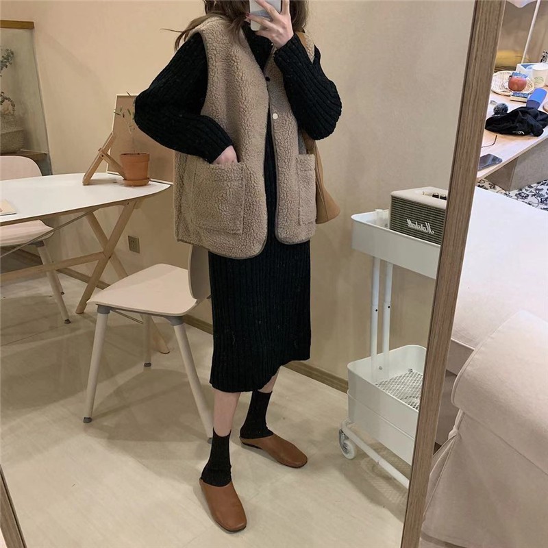(HÀNG SẴN) Áo khoác Gile nữ giả lông cừu Style Korea ấm áp