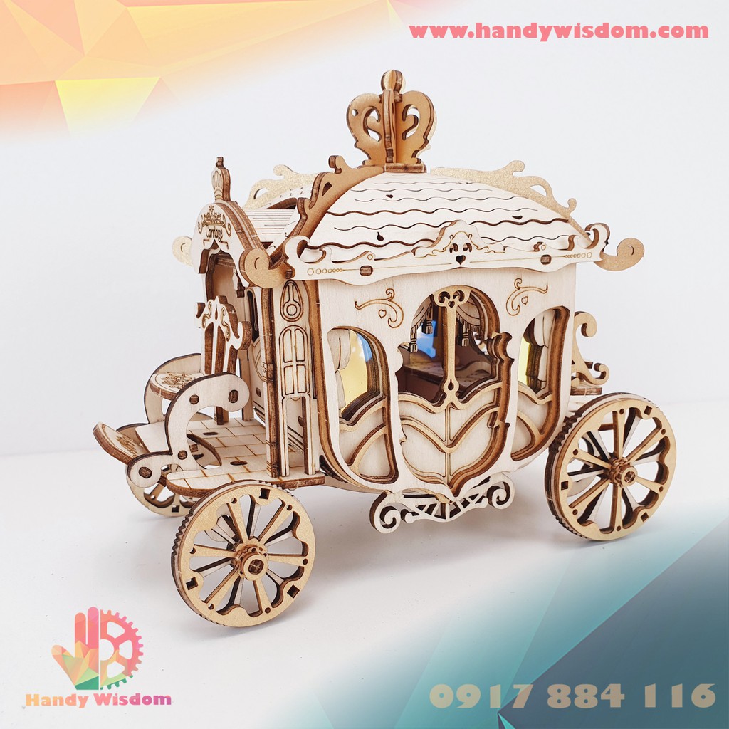 Mô hình lắp ghép gỗ Rolife - Xe ngựa kéo - Robotime Carriage TG506