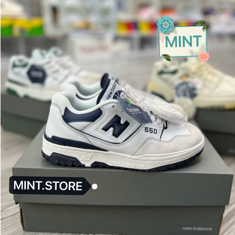 Giày thể thao new 550 trắng chữ xanh than