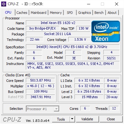 [Mã 254ELSALE giảm 7% đơn 300K] CPU máy tính Intel Xeon E5-1620 v2 3.7 GHz, 4 Nhân 8 Luồng