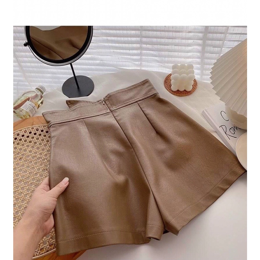 Quần giả váy chất da siêu đẹp, Quần sooc da kiểu dáng Hàn Quốc | BigBuy360 - bigbuy360.vn