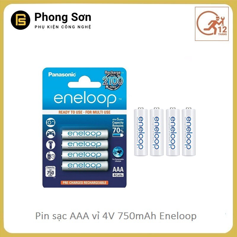 Bộ sạc pin AA AAA nhanh MQN06 Sanyo Kèm 4 viên Pin sạc AAA Panasonic Eneloop