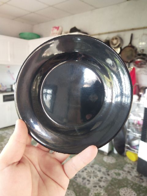 Combo 10 Dĩa lót chén Melamine kiểu vân đá, đen (DC 66)