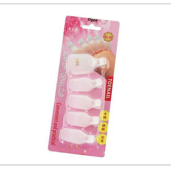 Kẹp ủ phá gel móng chân silicon dẻo siêu bền độ hút cao set 5 cái nail Jeliva Chính Hãng