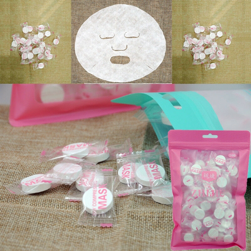 [Hàng mới về] Túi 100 mặt nạ nén chất liệu cotton chăm sóc da mặt tự nhiên