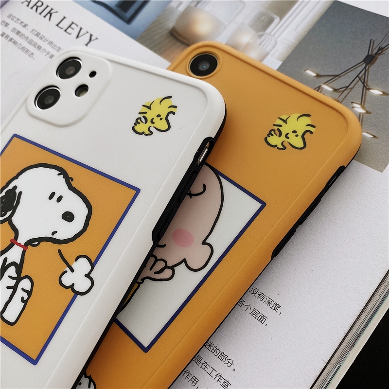 Ốp điện thoại mềm màu trắng vàng hình Snoopy Charlie cho Iphone 11 Pro MAX i7 i8 Plus XR XS MAX | BigBuy360 - bigbuy360.vn