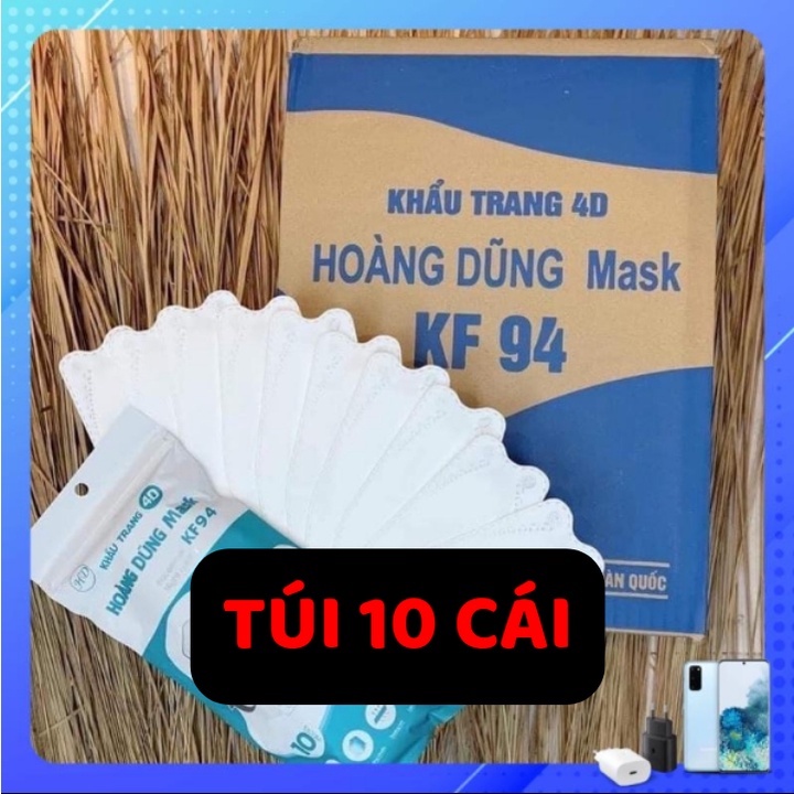 Khẩu trang kf94 Hoàng Dũng,đủ 4 lớp chuẩn y tế,thiết kế ôm sát mặt,chống nắng,tia uv,có phân loại em bé.Túi 10 cái