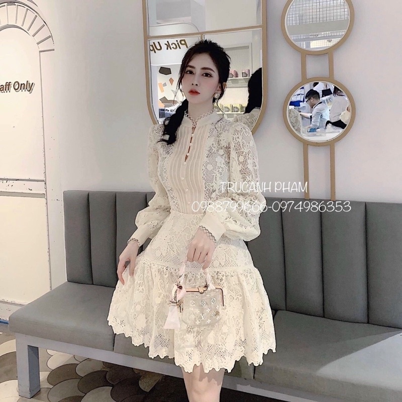 G11-đầm ren Nude xoè