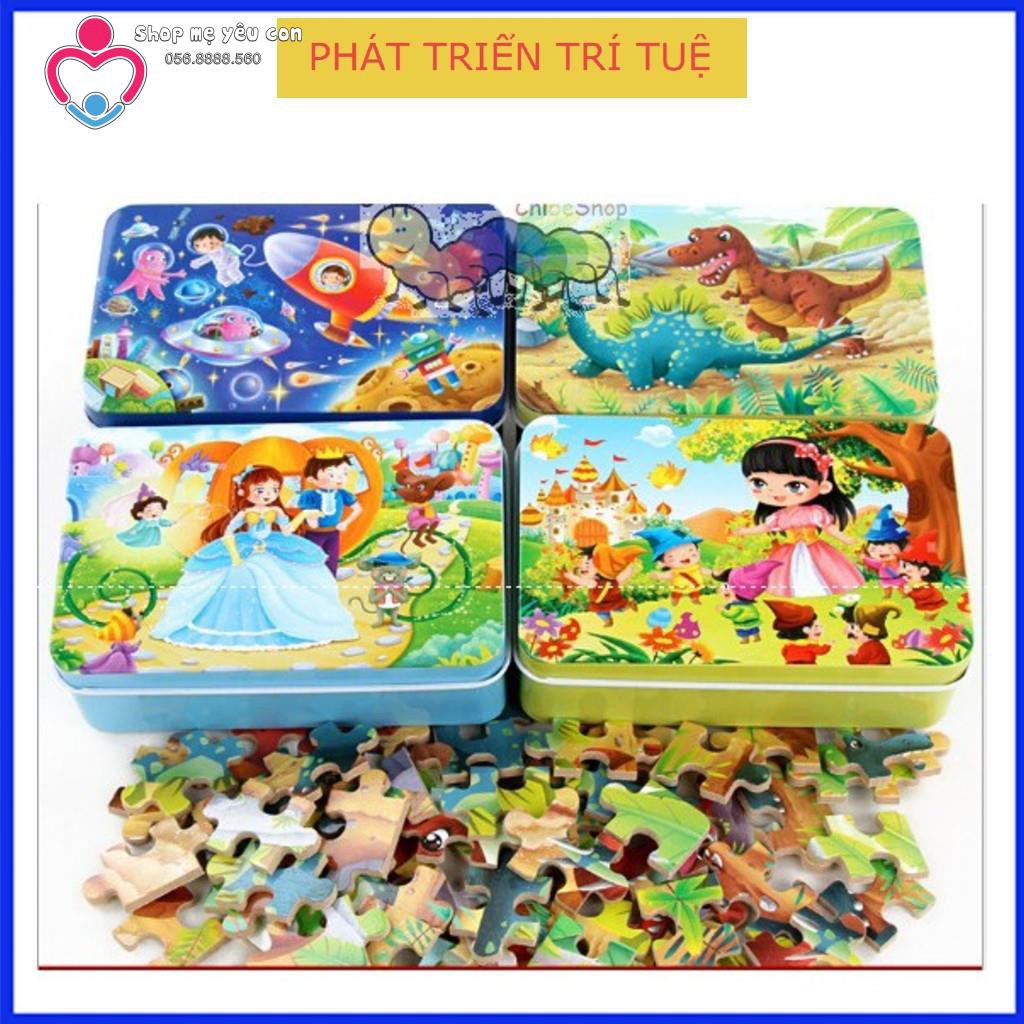 Tranh xếp hình puzzle 60 miếng có HỘP THIẾC ĐẸP - GHÉP HÌNH LEVEL 5 cho bé phát triển trí tuệ