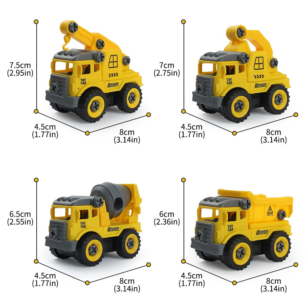 Coolplay Set 4 Đồ Chơi Lắp Ráp Mô Hình Xe Tải / Xe Công Trường Cho Bé