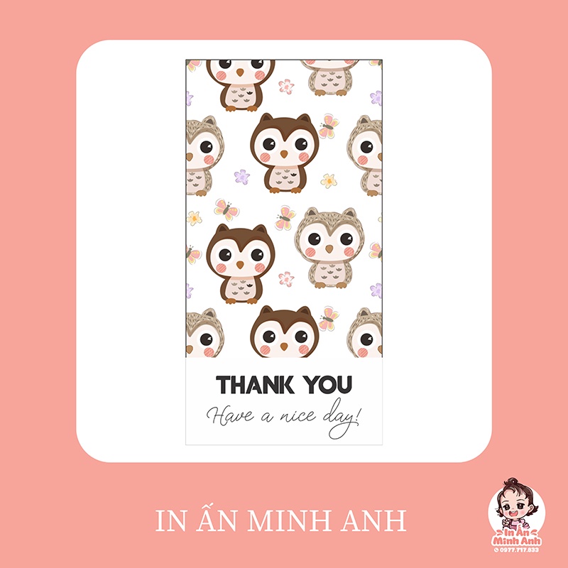 Tem dán túi giấy, tem thank you, sticker có keo dán sẵn, nhãn dán niêm phong hộp carton, hộp carton DCD09
