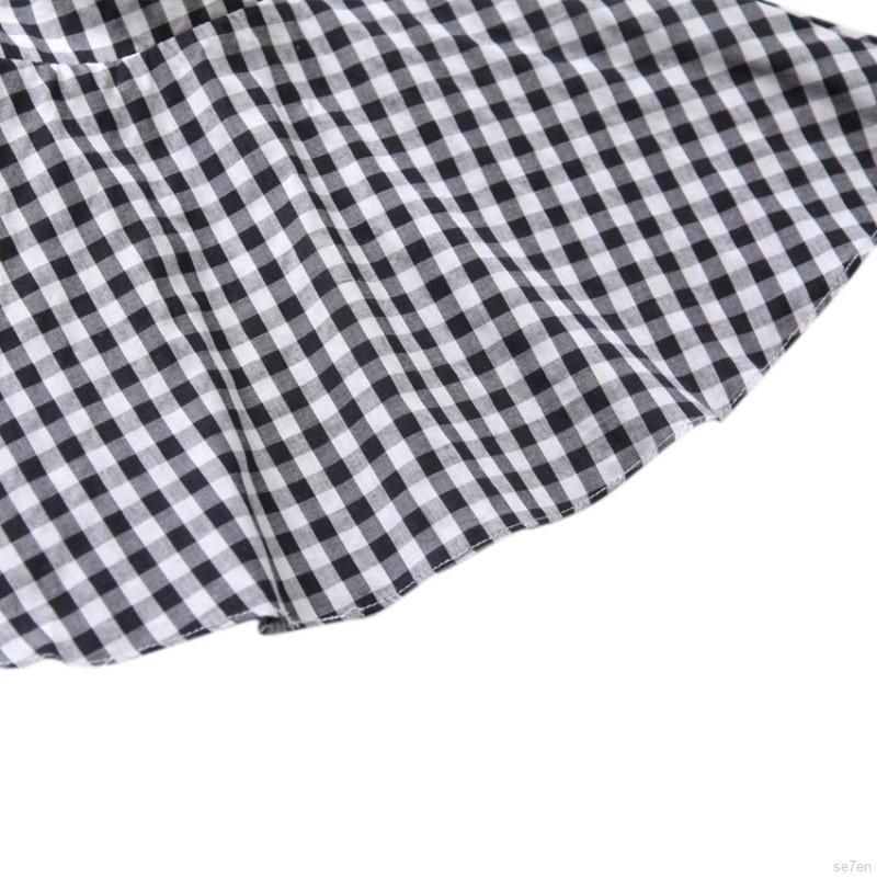 Đầm Hai Dây Họa Tiết Kẻ Ca Rô Dành Cho Bé 1-6 Tuổi