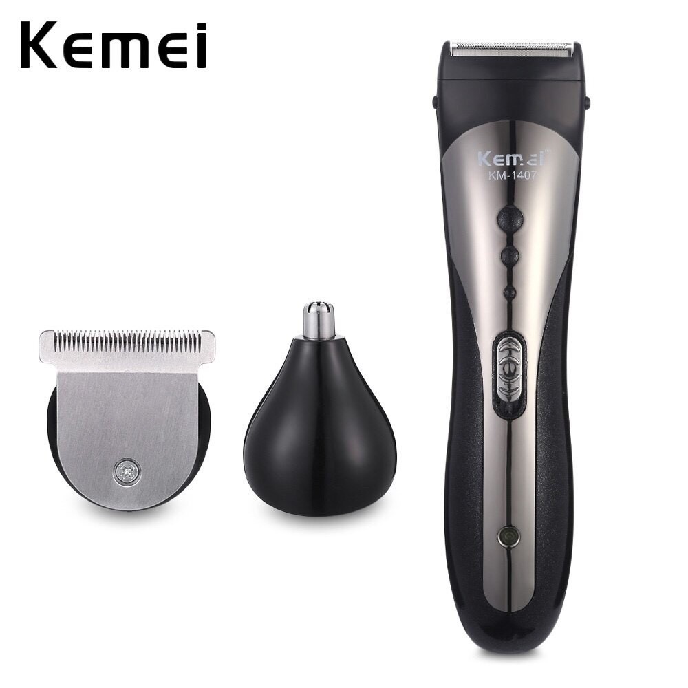 Tông đơ cắt tóc  Kemei KM-1407 Tăng đơ Cắt Tóc, Cạo Râu, Tỉa Lông Mũi TẶNG bộ kéo cắt tỉa