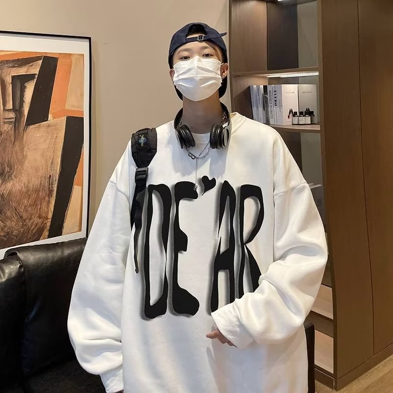 Áo Sweater Tay Dài Cổ Tròn Dáng Rộng In Chữ Graffiti Phong Cách Nhật Bản Thời Trang Cho Nam Size M-3XL