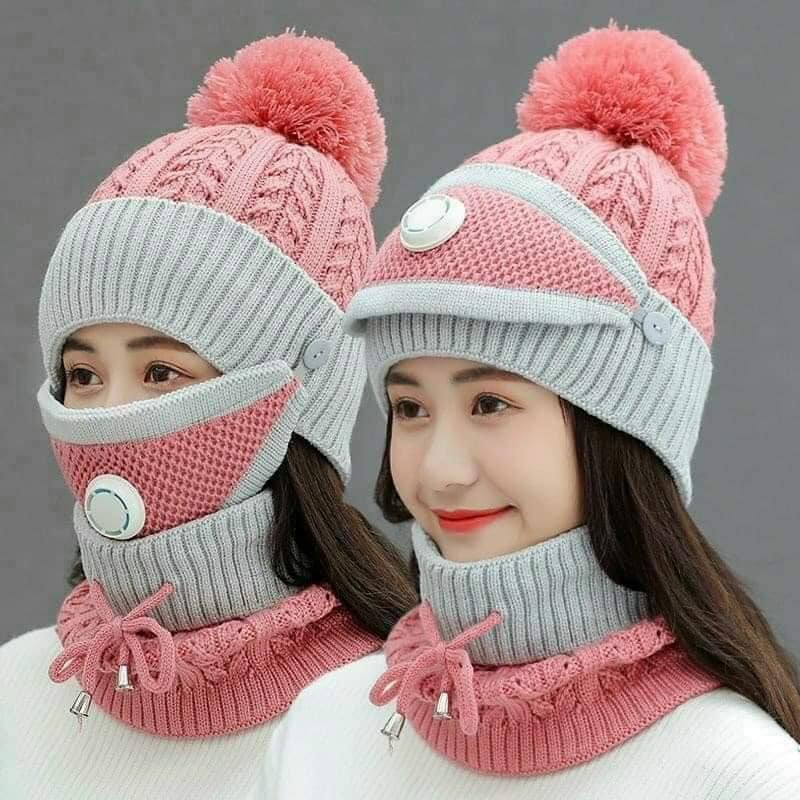 SET KHĂN MŨ LEN CÓ KHẨU TRANG CHO NỮ