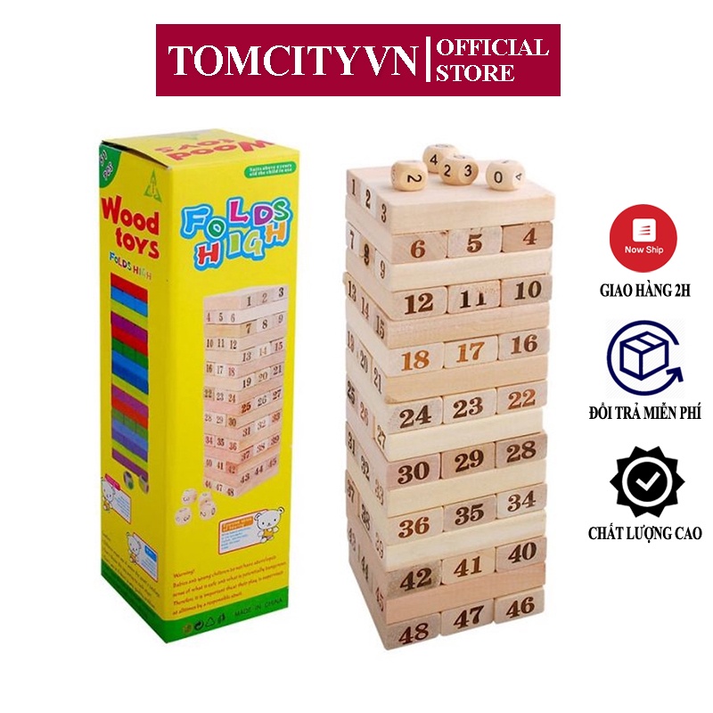 Trò chơi rút gỗ TOMCITY loại màu, số size lớn chất lượng cao