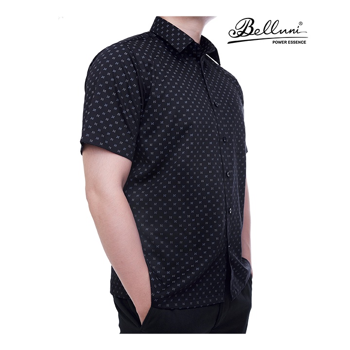 Áo sơ mi nam ngắn tay BELLUNI hoạ tiết in vải tre sang trọng - ABN.BPS.BE.212.BL
