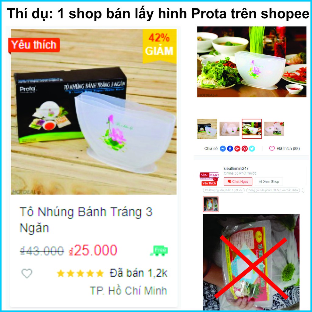 Tô nhúng bánh tráng hoa sen Prota chính hãng
