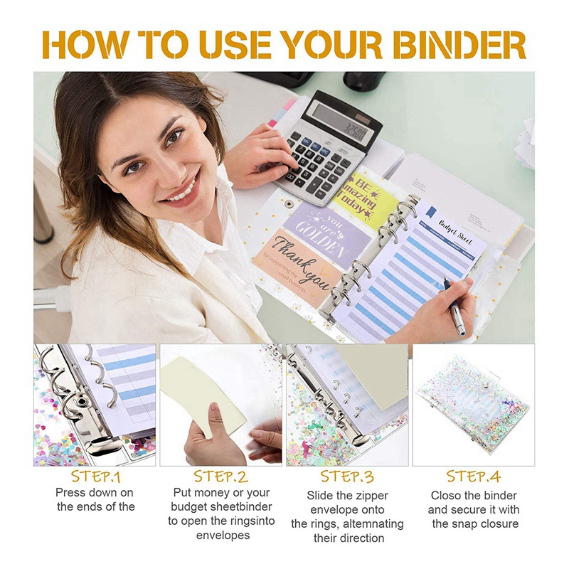 Sổ kiểm soát chi tiêu khổ A6 bìa PVC có vòng cố định bỏ túi tiện dụng