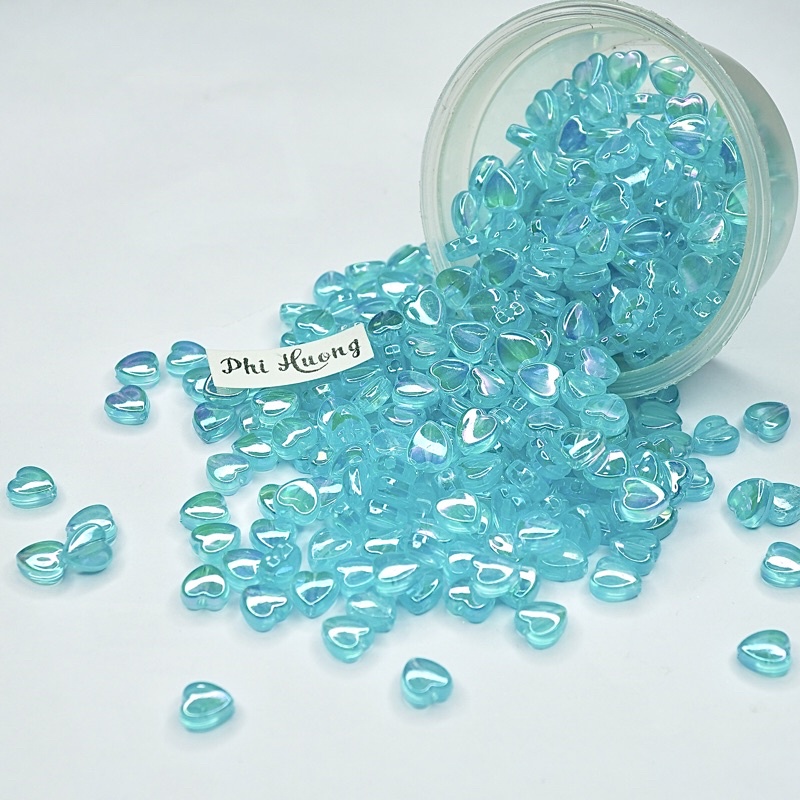 Gói 10g - 20g hạt cườm nhựa hình trái tim, ngôi sao ánh hologram làm vòng tay DIY