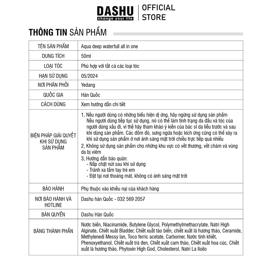 Tinh chất/sữa dưỡng da nam dành cho da dầu Dashu Aqua Deep Waterfull All In One Lotion 153ml