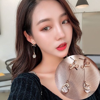 Bông tai,Khuyên tai pha lê phối nơ xinh xắn