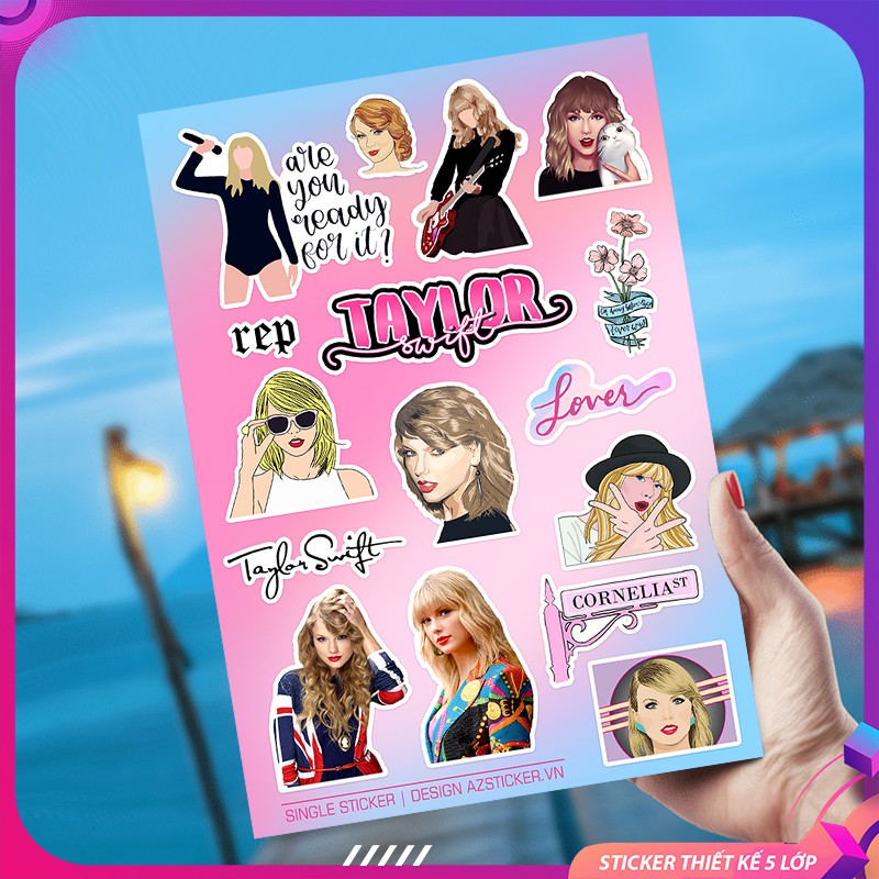 Sticker Taylor Swift | Sticker Dán Điện Thoai, Dán Nón Bảo Hiểm, Sticker PVC Chống Thấm Nước , Chống Bay Màu