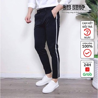 Quần tây nam kẻ sọc trắng phong cách Hàn Quốc