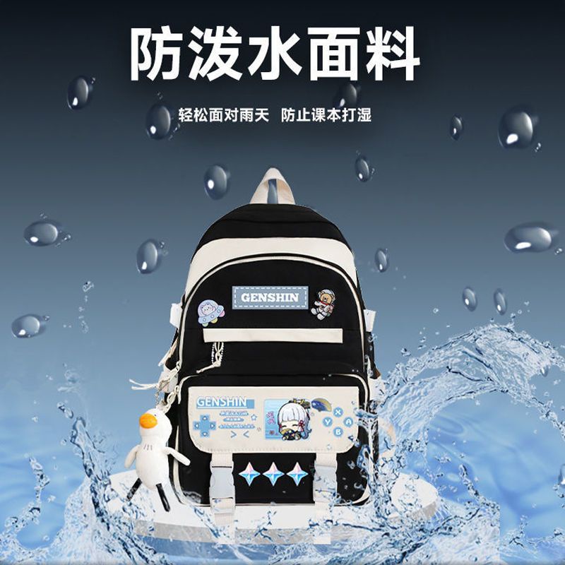 Genshin Impact Co-branded anime schoolbags for male and female primary school students Hu Tao/Keqing/Xiao large-capacity backpack for junior high school students