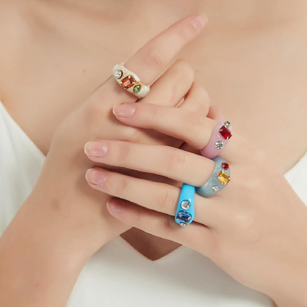 Nhẫn Thời Trang Thanh Lịch Cho Nữ SOMEDAYZL|Khuyên Tai Acrylic Kiểu Hình Học Độc Đáo Cho Bé Gái