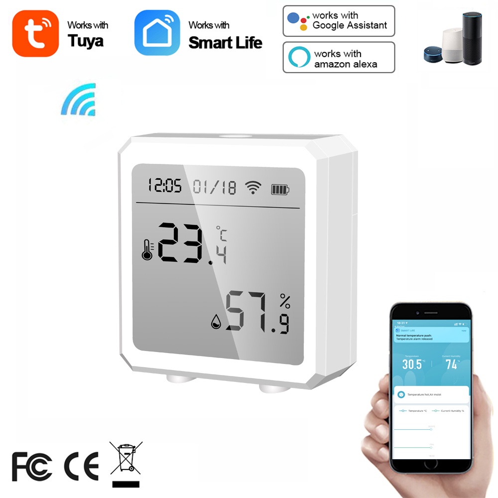 Đồng hồ thông minh tích hợp Cảm biến nhiệt độ, độ ẩm Kết nối Wifi/ Zigbee, App Smart Life/ Tuya/ Home Assistant