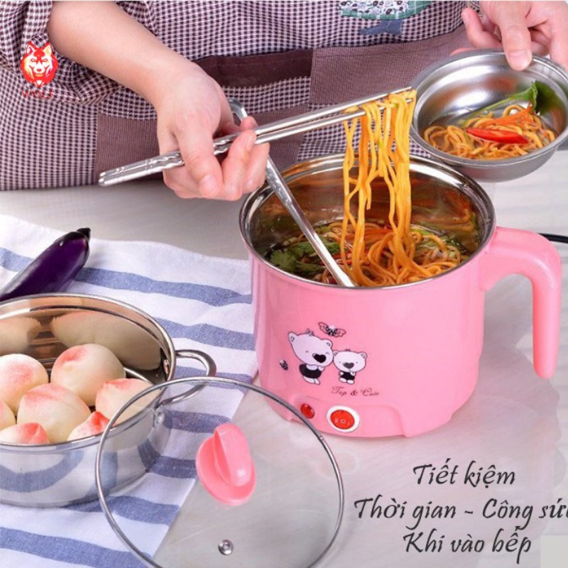 Nồi Lẩu Mini Đa Năng Có Tay Cầm Tặng Kèm Xửng Hấp, Hàng Đẹp