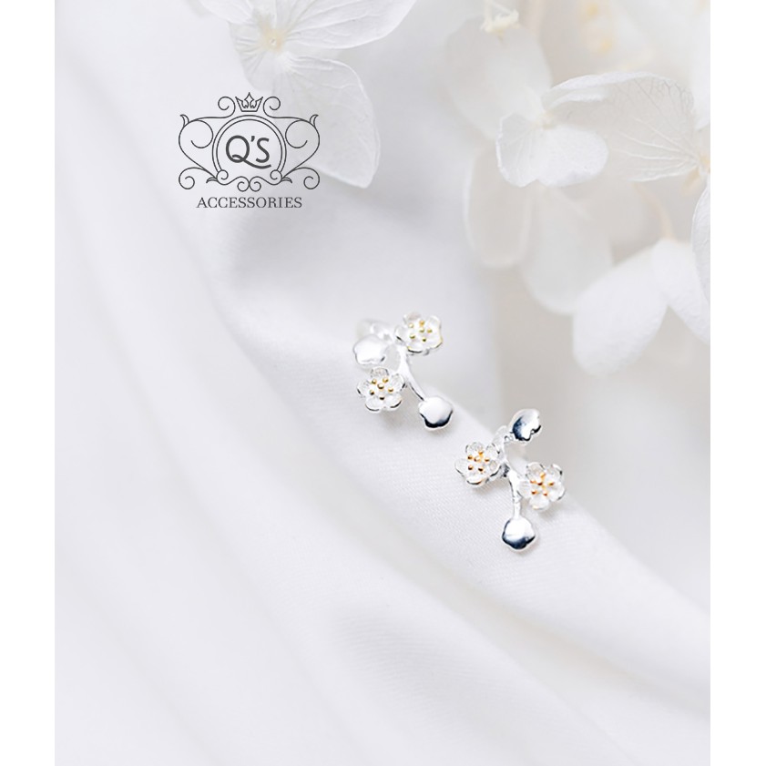 Bông tai bạc 925 hoa cúc nhụy vàng chốt bi vặn khuyên nụ S925 DAISY Silver Earrings QA SILVER EA210502