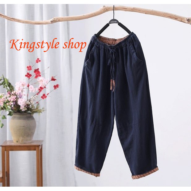 Quần Baggy Đũi Xước Nữ Lưng Thun Thời Trang Ống Rộng Giá Tốt Nhất Kingstyle shop