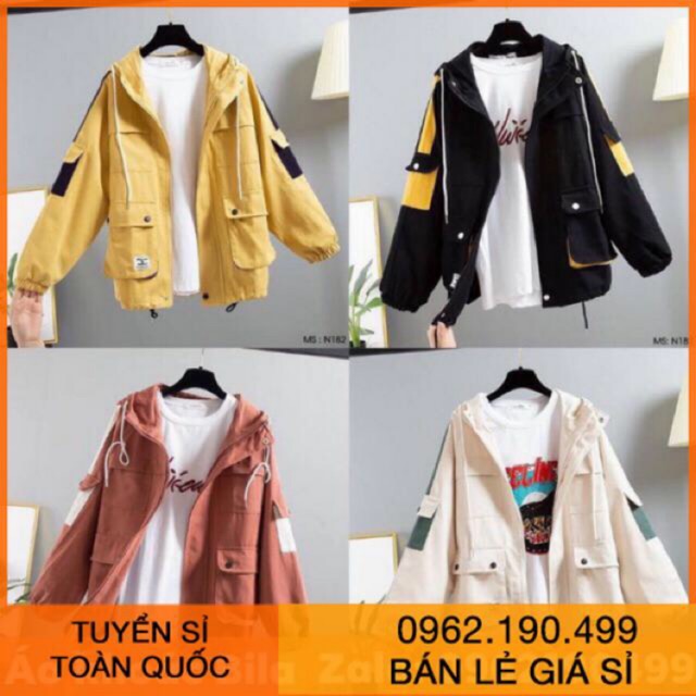 Áo khoác kaki 2 lớp cao cấp mới phối túi hộp kèm hình thật