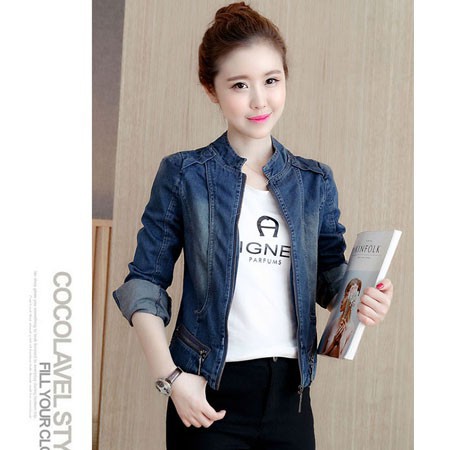 🎁 Giảm 49.9% 🎁 Áo khoác Jean cổ trụ dây kéo cao cấp - LV1335 R01
