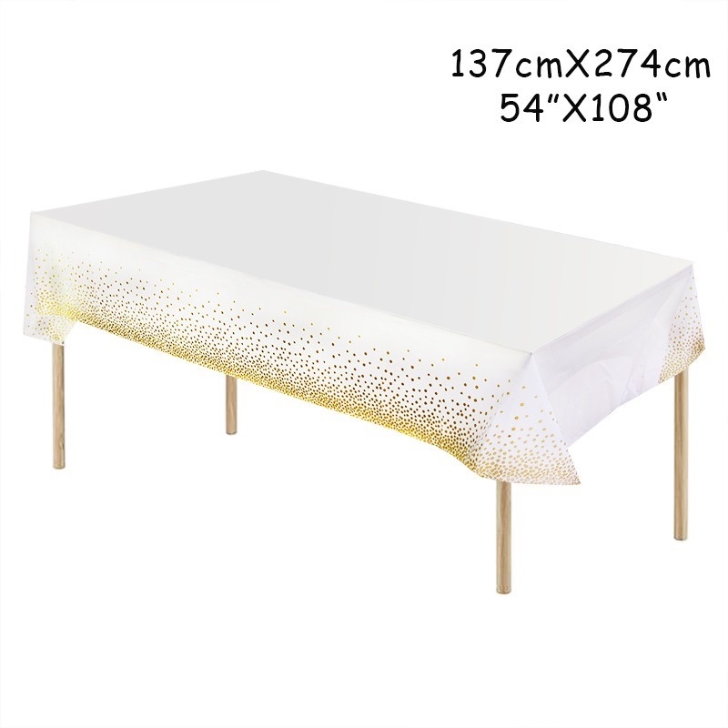 Khăn Trải Bàn Hình Vuông 137 * 274cm Họa Tiết Chấm Bi Mạ Đồng Dùng Một Lần Trang Trí Tiệc