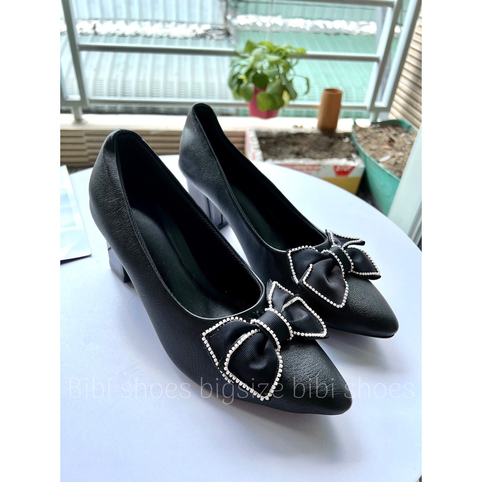 Giày nữ cao gót vuông nơ xinh 7 cm bigsize 40-44