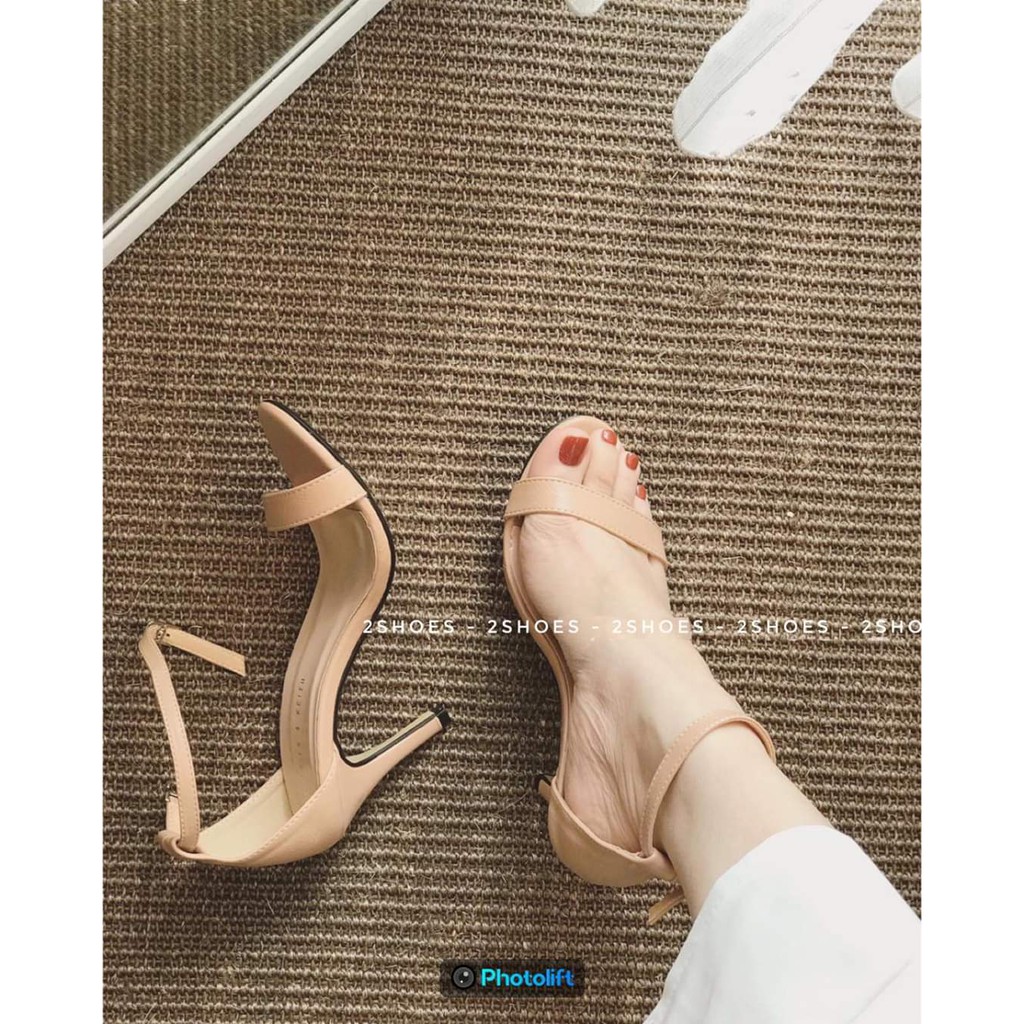 [GÓT 9CM] Giày sandal nữ cao gót 9 phân quai ngang mảnh SKL đơn giản công sở màu đen/kem đẹp bền mới hot trend 2020