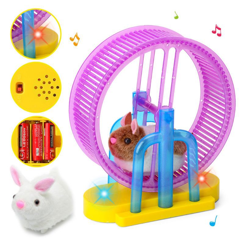 1 Bộ Bánh Xe Chuột Hamster Có Đèn Led Và Nhạc Cho Bé