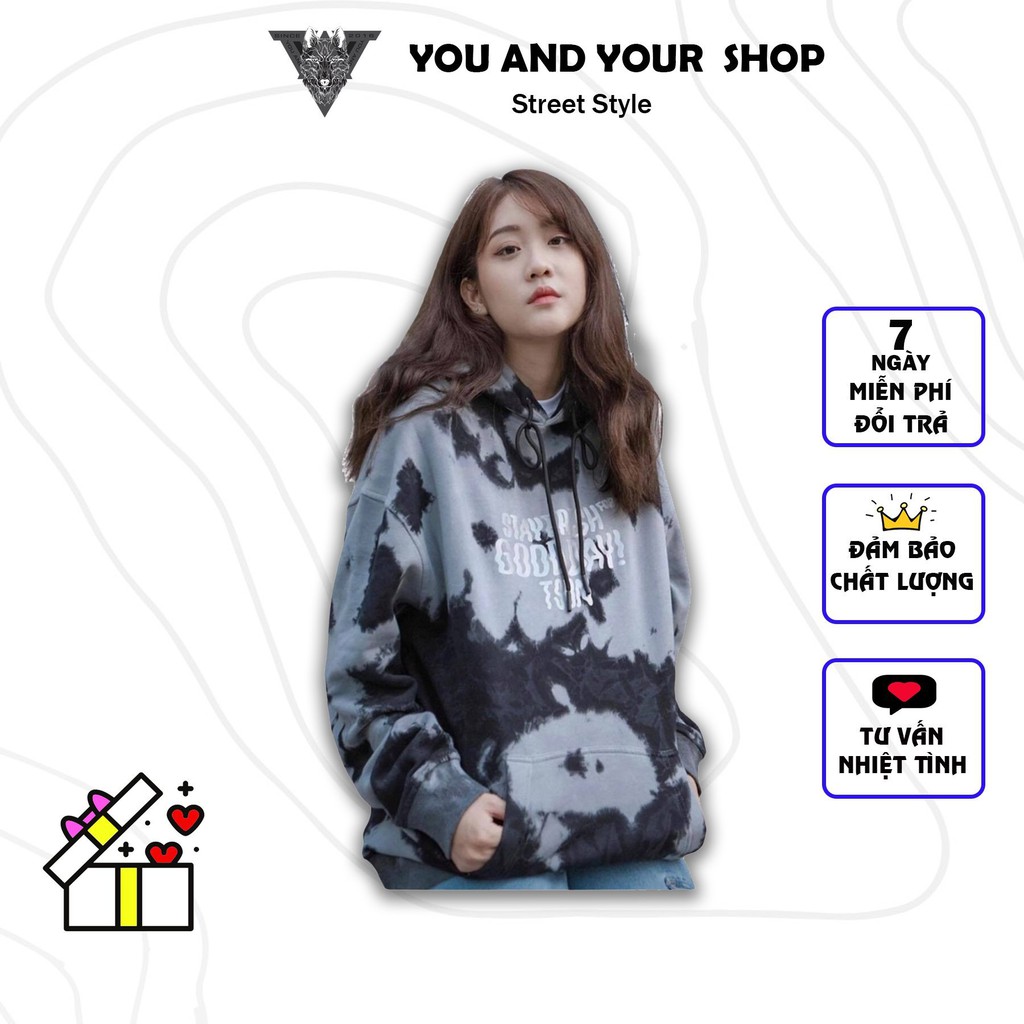 Áo Khoác Nỉ Nam Nữ - Áo Hoodie Lót Nỉ Bông YAYSHOP Dáng Rộng Unisex Hàn Quốc GOOD DAY loang màu