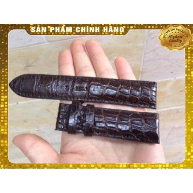 Thẻ BH 12 Tháng -  Dây Đồng Hồ 2 Mặt Da Cá Sấu Màu Nâu size 18-20-22 . Hàng Cao Cấp, xịn, Rẻ, Đẹp