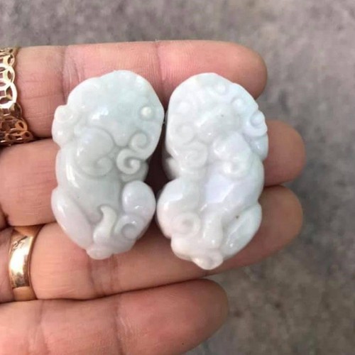 COMBO TỲ HƯU NAM NỮ NGỌC MÀU TRẮNG - SIZE LỚN- TẶNG KÈM DÂY ĐEO