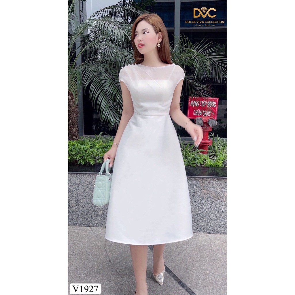 Váy trắng xòe vai đính ngọc V1927  - DOLCE VIVA COLLECTION | BigBuy360 - bigbuy360.vn