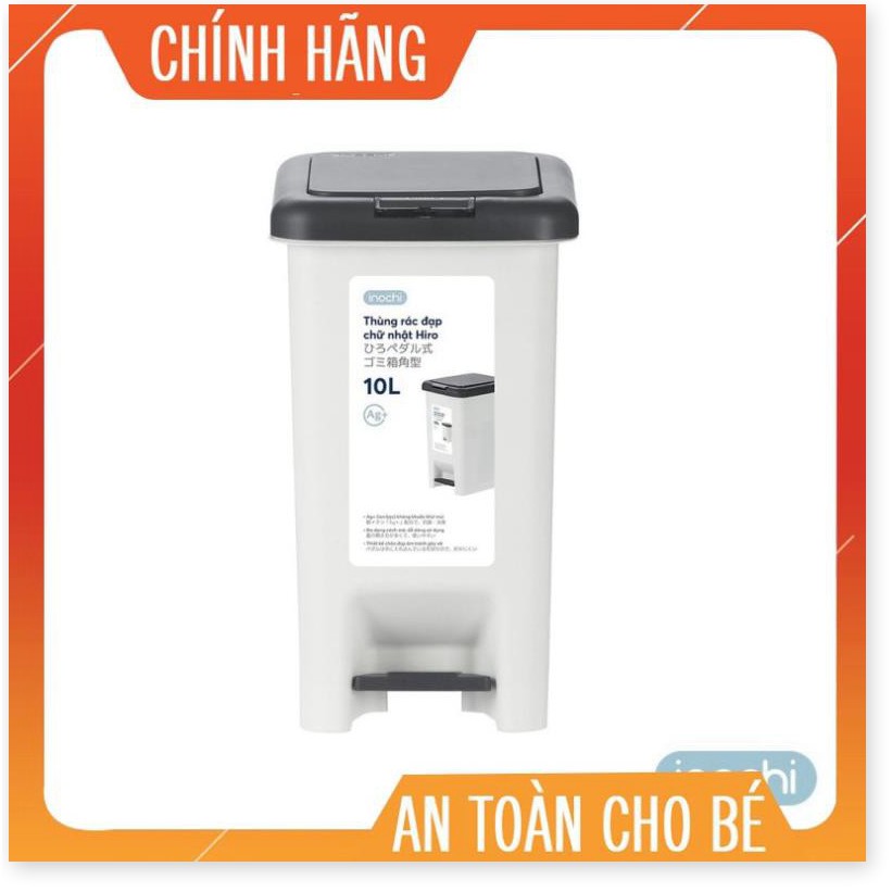 Thùng rác đạp chữ nhật Inochi 10L (tiêu chuẩn Nhật Bản)