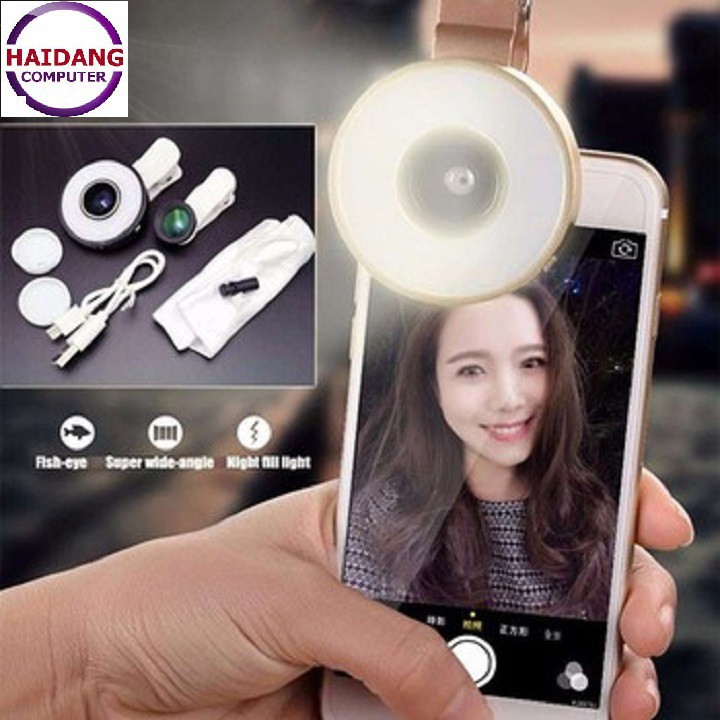 Lens chụp ảnh góc rộng và selfie có đèn 6 in 1