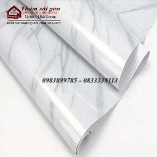Giấy dán tường giả đá hoa cương màu trắng, khổ 1,2m có sẵn keo