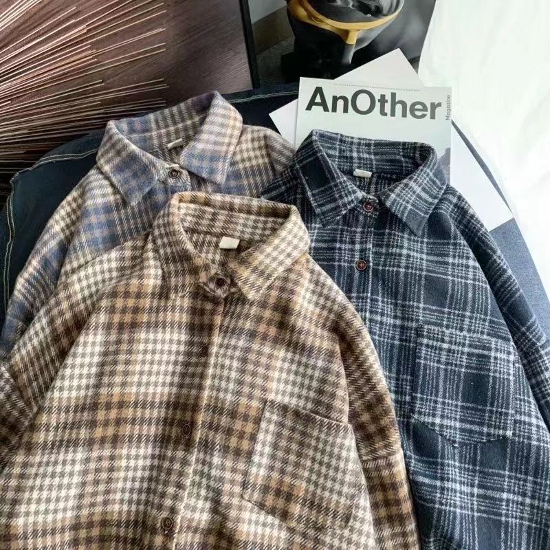 Áo Sơ Mi Cotton Trơn Dài Tay Dáng Rộng Họa Tiết Kẻ Sọc Thời Trang Hàn Quốc Mới 2023 Cho Nam