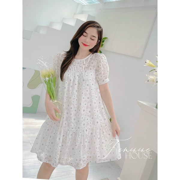 Đầm Hoa Nhí Tay Bồng, đầm babydoll, váy hoa nhí công chúa, váy đi chơi đi du lịch