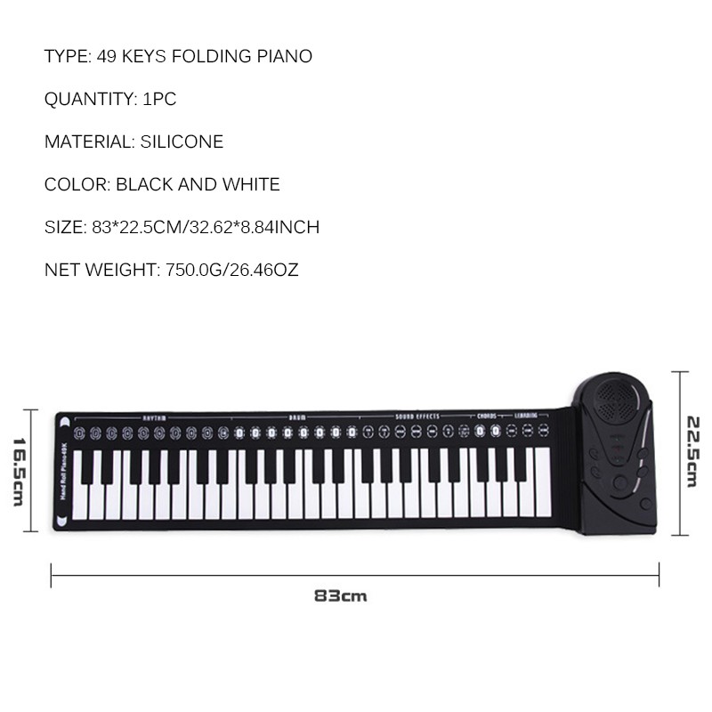 IN STOCK Portable Flexible Digital Keyboard Piano 49 Keys Flexible Silicone Electronic Roll Up Piano Children Toys Built-in Speaker